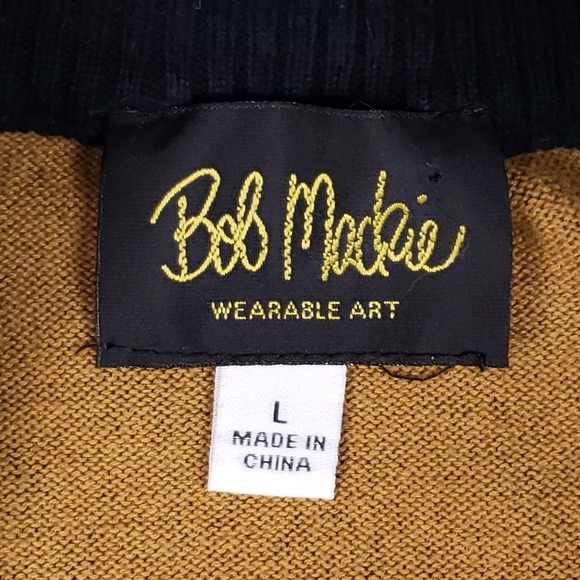 Bob Mackie Wearable Art Feather Zip Sweater L Gold - Picture 5 of 10